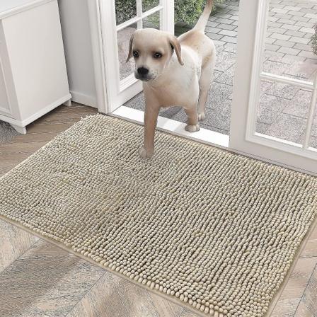 Dørmatte for Hunder med Mudrete Poter, Absorberer Fuktighet og Smuss, Absorberende Sklisikker Vaskbar Matte, Hurtig Tørkende Mikrofiber, MudBY Beige 