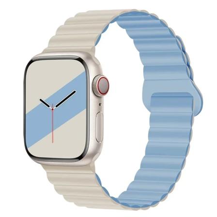 Magnetrem för Apple Watch -band 45 mm 38 mm 49 mm 40 mm 42 mm 41 mm Sportarmband i silikon iWatch Series ultra 9 6 5 7 8 se 44 mm 21 white blue 42mm 