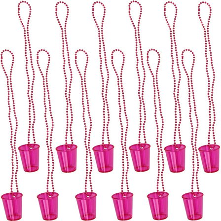 Røde Rose 12 stk. shotglass for brud, brudestamme plastperlekopper JGA hengende tumblere for utdrikningslag