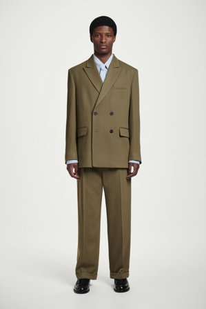 COS Herren Wool-Twill Turn-Up Trousers - Beige