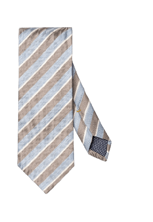 Eton Randig Vävd Slips I Linne Och Silke Kostymtillbehör Herr Brun 80