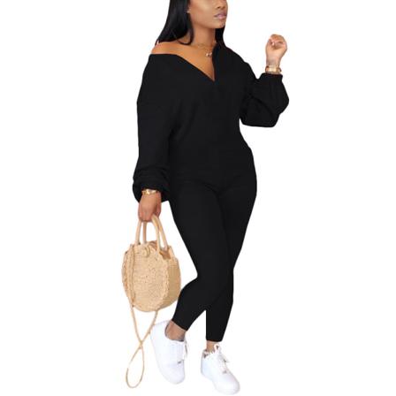 Dam V-hals Lykta Ärmar Romper Enfärgad Skinny Jumpsuits
