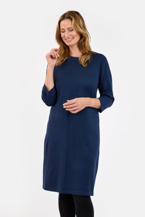 SIGNATURE - Strik Kjole - Navy - 3/4 Ærmet