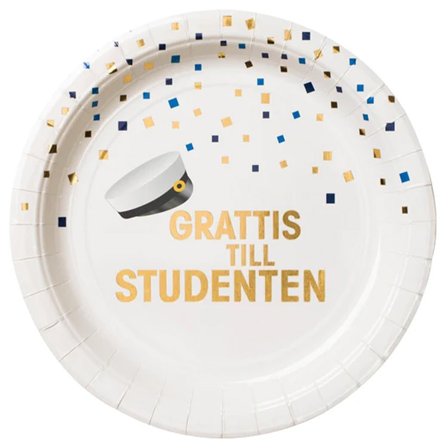Grattis Till Studenten Paptallerkener 8-pak