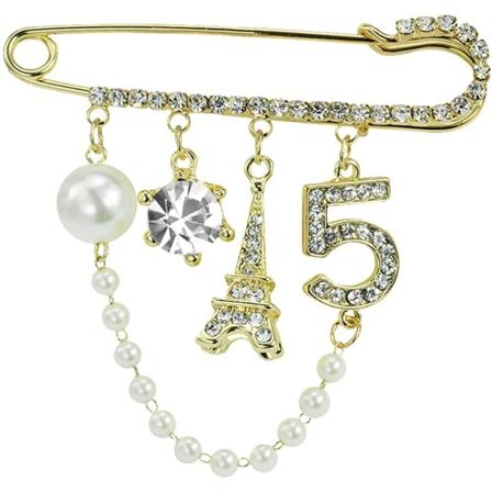 Vintage Crown Nummer 5 Slips og Brosjer for Kvinner Rhinestone Smykker med Simulert Perle