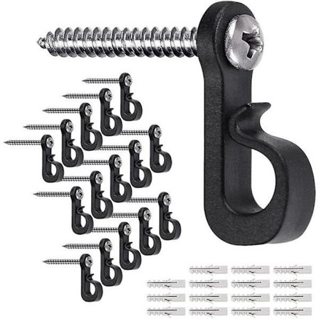 Q-kroge til lyskæder Jul med skrue Indendørs Udendørskroge Clips til ophængning af lyskæder Terrasse 20 stk