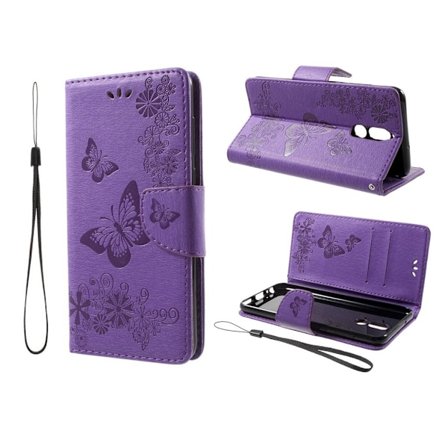 Huawei Mate 10 Lite Etui med sommerfugle tryk - Lyserød