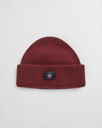 GANT Herren Gerippte Beanie aus Baumwollgemisch (ONE SIZE) Rot