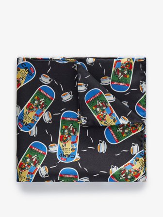 John Henric Men's Blaues Motiv Einstecktuch Size Onesize