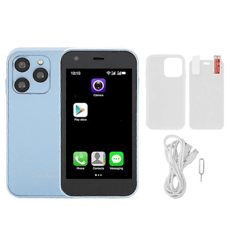 2025 XS15 Mini Blå Smartphone 3in WiFi 2GB 16GB 3D Glas Slim HD Kamera Dual SIM Smartphone