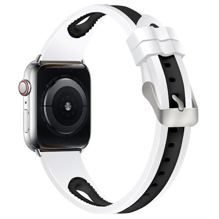 Apple Watch (45 mm) tofarvet silikone-urrem - Hvid / Sort