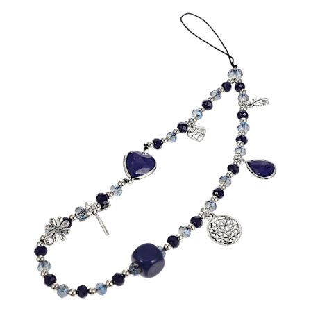 DIY perler mobiltelefon kæde dekoration mobiltelefon snor mobiltelefon dekoration mobiltelefon dekoration (24X2.2X1.3CM, blå)