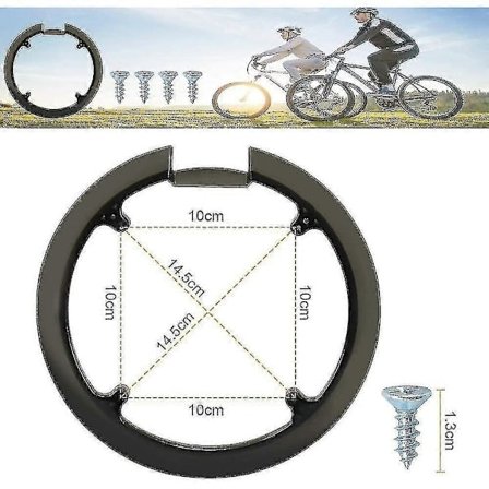 Cykelkædeskærm, cykelkædeskærm med 4 skruer, plastik cykelkrankbeskytter, MTB-kædeskærm, krankbeskytter til 42T og 44T