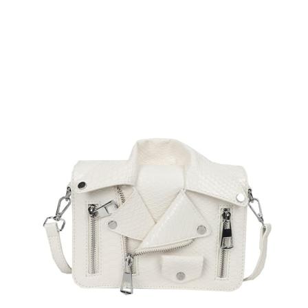 Fashion Rivet Damaxelväska Hip Hop Rolig Liten fyrkantig väska Dragkedja Jacka Personlighet Mode Lackväska Crossbody-väska White (20cm