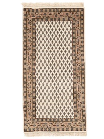 Mir Indisk Matta Handknuten 71X141 Brun/Beige Indien