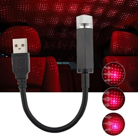 2 STK USB Stjernehimmel Natlys Justerbar Romantisk Himmel Projektor Lys Bærbar Atmosfære Dekoration Natlampe til Bil, Loft Soveværelse Fest Rødt Lys