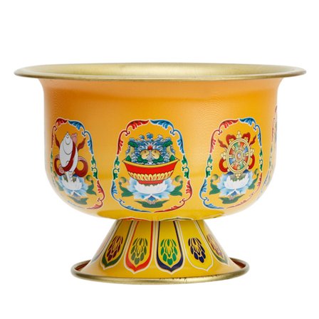 Lyckobringande gudomlig tibetansk Buddha vatten skål heligt vatten kopp buddhistiska tillbehör (gul)