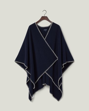 Lexington Poncho aus recycelter Wollmischung, Dunkelblau