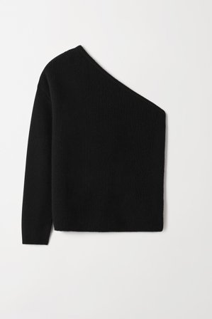 Soft Goat - One shoulder top - Women cashmere sweater - M - Black