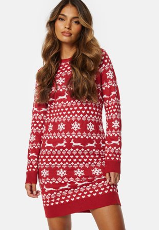 ONLY Xmas Snowflake LS Dress Chili Pepper Pattern Klær