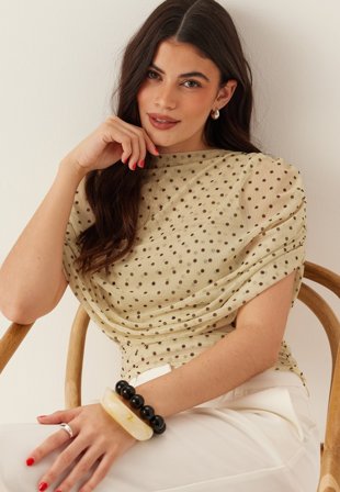 BUBBLEROOM-Drapy Mesh Cape Top-M