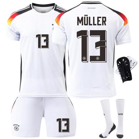 Tyskland Hjemme Euro 2024 Trøje Fodboldtrøje Børns Herresæt Nr. 13 Müller With socks+protective gear L