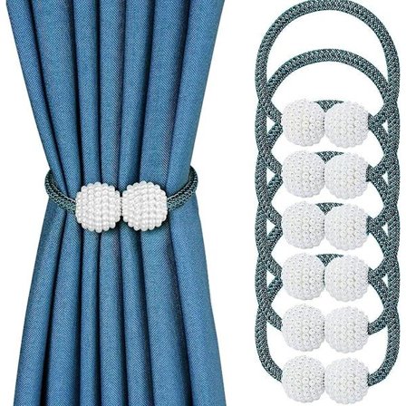 Moderna Magnetiska Gardiner Set 6-Pack med Pärlrep och Klämmor