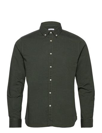 Small Owl Oxford Custom Tailored Sh Skjorta Casual Grön Knowledge Cotton Apparel