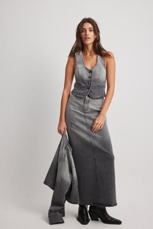 Chloé Monchamp x NA-KD Débardeur en denim effet dégradé - Tenue de festival - Gris - EU 38