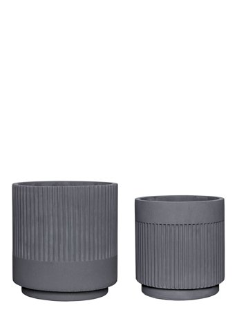 Hübsch Ripple Pots - Grey - ONE SIZE