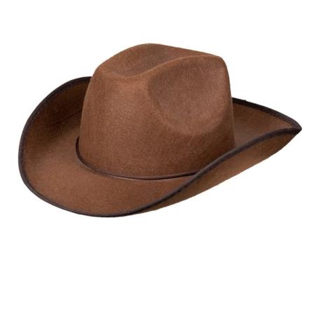 Cowboyhatt for voksne, hodeplagg for karnevalskostymer, sheriff, rodeorytter, ville vesten, kostyme, karneval, temafest brown