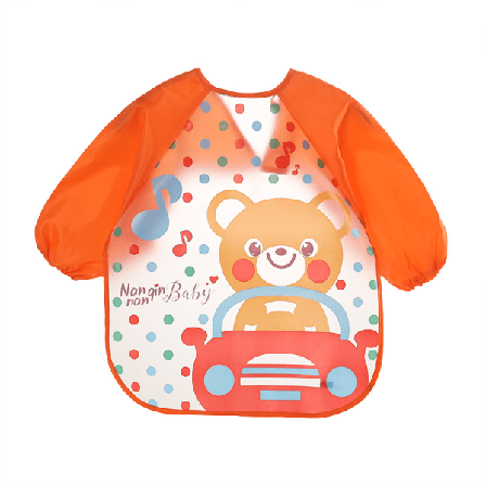Lasten liivit likaantumisenesto pitkähihaiset vaatteidenesto vauvan söpö syömistasku Orange bear + random piece