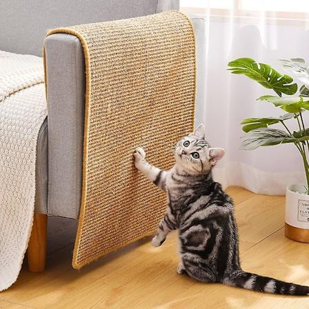 Kattenskrape Sisalmatte Brett Kattenskrape for Sliping av Negler Skrape Katter Tre Katt Leker Stol Bord Sofa Matter (1 stk, Brun)