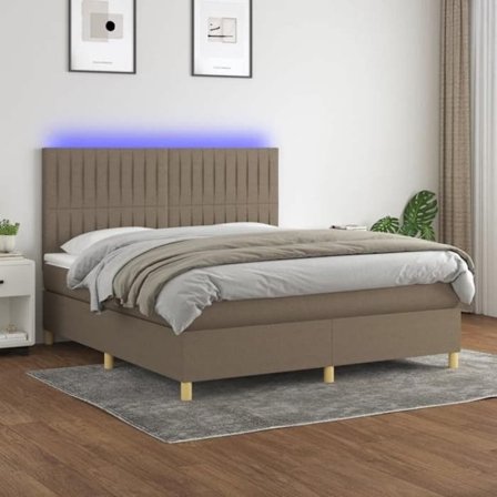 Maison Exclusive - Sängbottenskiva och madrass samt LED Taupe 160x200cm Tyg