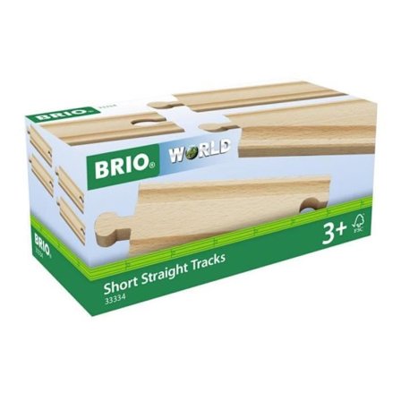 Korta raka skenor - BRIO - Set med 4 skenor i bokträ - Blandat - 3 år och över