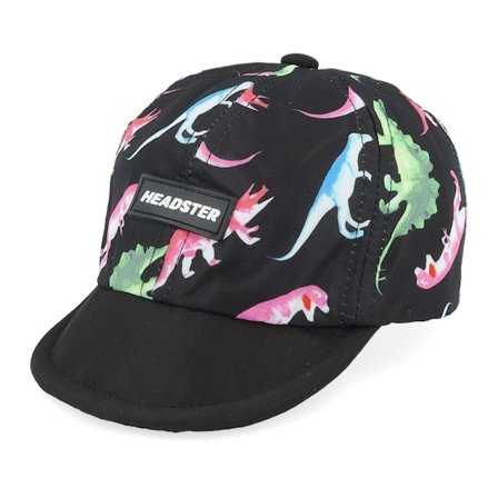 Headster - Kids 0-6 Months Dino Short Brim Black Adjustable Adjustable Black Cap - @ Hatstore