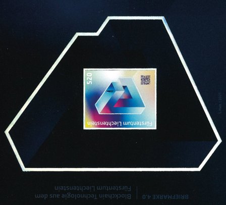 Liechtenstein - Krypto Blockchain - Kryptofrimærke i særligt skrin