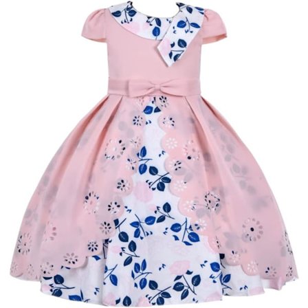 Cosplay Elegant Blomsterkjole til piger Ung Voksen Mode Sløjfe Blomst Børn Fest Festival Alder 5-9 år gammel Fersken - 2 5T