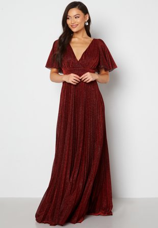 Goddiva Flutter Glitter Dress Red Klær