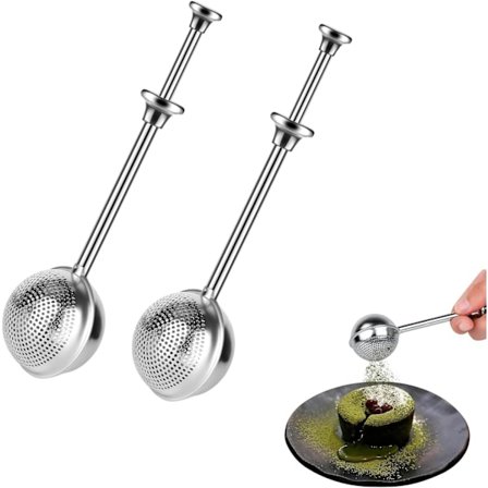 2 stk. Melsi til bagning, rustfrit stål pulveriseret sukker shaker duster med låg, melpulverfilter til bageværktøjer, støvmelstang