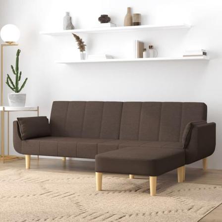 Vidaxl Bäddsoffa 2-sits Med Pall Och Två Kuddar Taupe Tyg Taupe