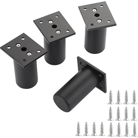 4 kpl säädettävät huonekalujalat Sängynjalat Nosta Huonekaluja Alumiiniseosjalka Sängynpohjaan, Kaappiin, Pöytään (musta, Korkeus 80 mm)