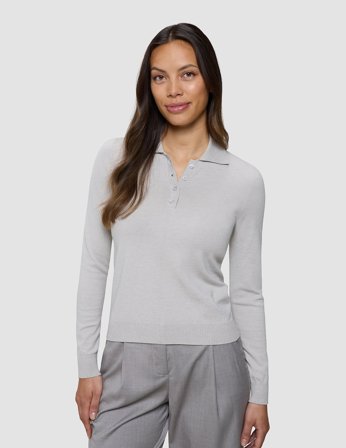 Shaping New Tomorrow - Damen - Elevated Knit Polo - Cold Beige Melange - Größe XXL