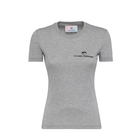 Chiara Ferragni Collection Jersey T-Shirt With Small Logo Grå, Dame T-shirts