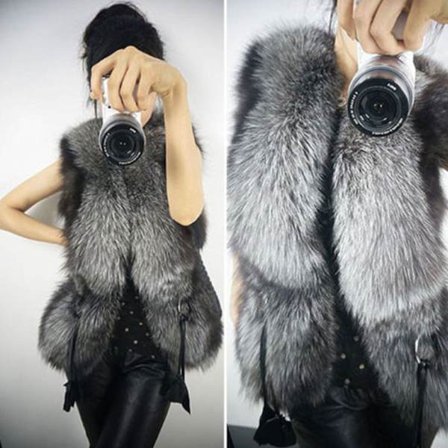 Dam vinter konstgjord päls väst ärmlös väst jacka kappa fest ytterkläder 3XL svart