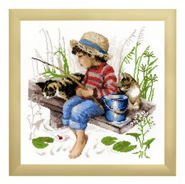 Broderikit Tavla Fiskestund - Riolis