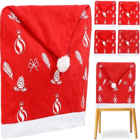 8-pack Stora Julstolsöverdrag, Mjuka Tomteluva Stolar, ZQKLA