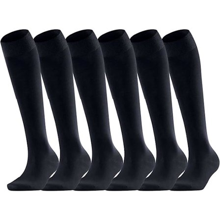 6 par dame/piger bomulds knæstrømper ekstra lange glatte lårhold strikkede strømper UK 4-6