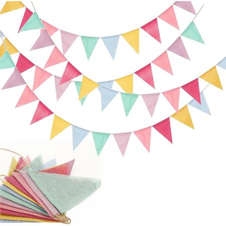 4 snore (48 flag) - Farverige flag - 4 m - Vimpler - Pastel farvede vimpelflag