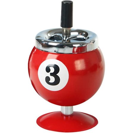 Billardkugle Askebæger, Metal Askebæger i Pressestil med Roterende Bakke Kreativt Roterende Askebæger Aftagelig Askebeholder med Låg Vindtæt